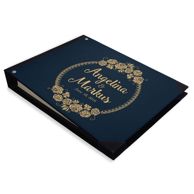 Darling Souvenir Blue Floral Wreath Wedding Guest Book Hardbound Guest Sign-In Book Guest Registry Guestbook-9 x 12 Inches