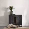 thumbnail image 2 of Bouclair Black Two-Door Chevron Veneer and Metal Buffet, 2 of 7