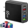 thumbnail image 2 of Chargeur 65w PC+ABS Station de Charge Compacte Chargeur Mural 2type C Pd+3usb Léger Portable Multifonctionnel Surchauffe Chargeur, 2 of 6