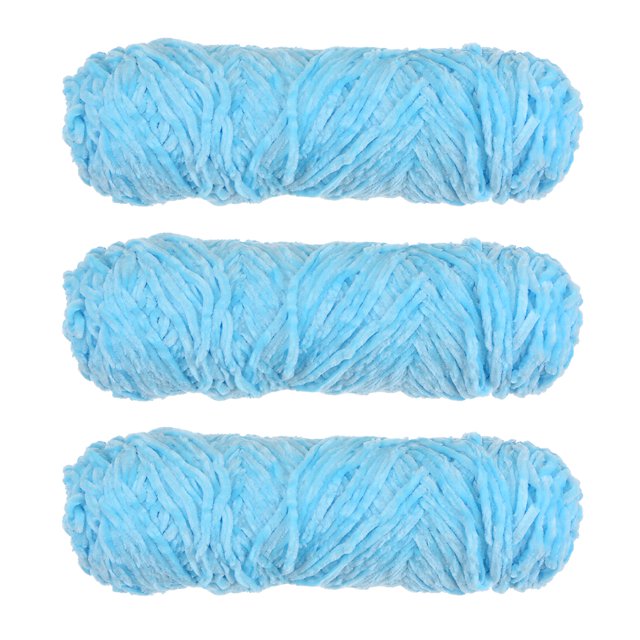 Unique Bargains Fil Chenille Polyester Bleu Ciel, 3 Écheveaux