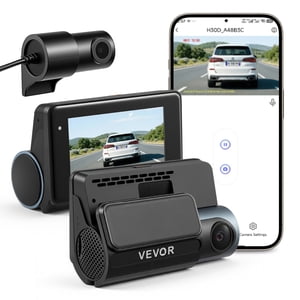 VEVOR Dash Cam Front and Rear, 4K+1080P, WiFi APP Control, Dual Channel Dash Camera for Cars with Built-in GPS, G-Sensor, Front 123° & Rear 125°, 3" Large Screen, Loop Recording, and Parking Mode