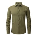 thumbnail image 1 of zanvin Chemises Habillées pour Hommes à Manches Longues, Chemises Infroissables Coupe Régulière à Boutons, Chemises de Bureau Formelles, Vert Armée, M, 1 of 3