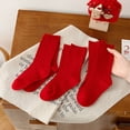 thumbnail image 2 of Kcodviy Chaussettes pour Enfants Automne et Chaussettes Cabine pour Garçons Hiver Festives Double Épingle Chaussettes Hautes pour Filles Chaussettes Rouges pour Garçons Fille Tout-Petit et Filles Bébé Tube Chaussettes Adhésives pour Bébé Nouvel An 3 Paires, 2 of 9