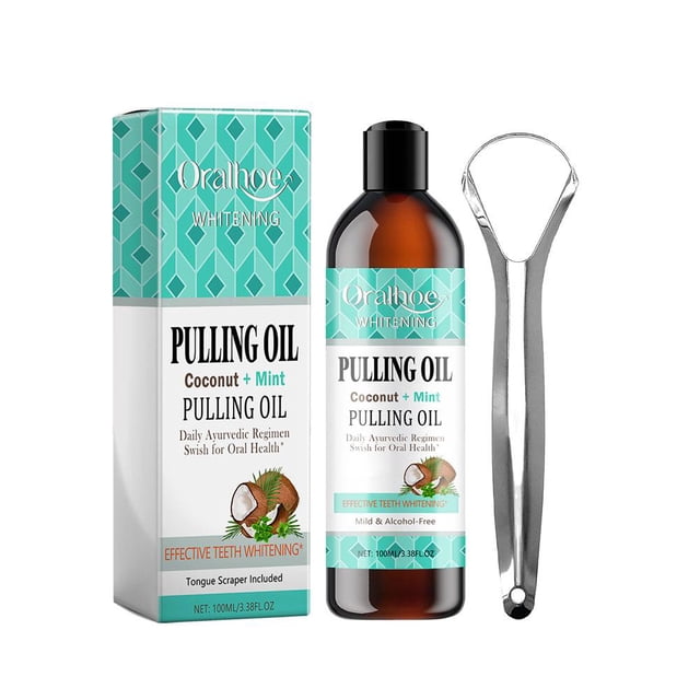 Extraction d'Huile de Coco avec Huile de Coco et Huile de Menthe Poivrée pour Soins Buccaux Rince-Bouche-