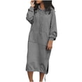 thumbnail image 1 of Pisexur Robe Chandail pour Femmes à Capuchon Longue Tunique Robe Unie Chandail Ample Chandail à Capuchon Hauts Grande Taille, 1 of 6