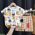 thumbnail image 1 of Toddler Boys Summer Outfit Set Two Piece Pajamas with Playful Cartoon and Floral Pattern Designs for Comfortable Bedtime, 1 of 3