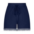 thumbnail image 5 of FAIWAD Women‘s Lace Trim Shorts Elastic Waist Short Pants with Pockets Drawstring Sports Solid Color Shorts, 5 of 5