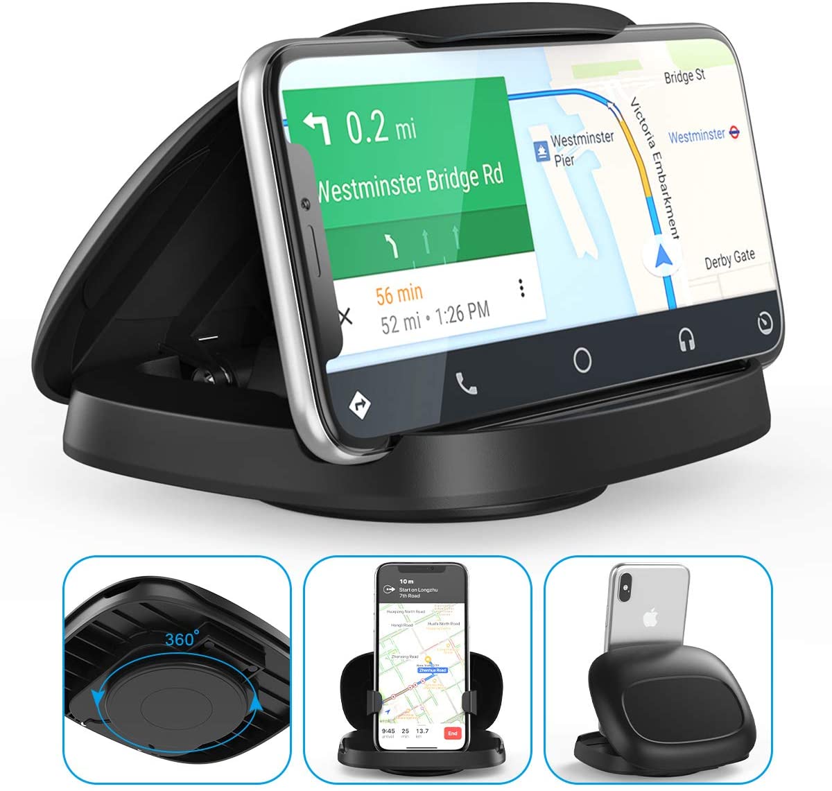 Cell Phone Holder for Car,JOYEKY Vertical Horizontal Car Phone Mount with 360° Rotate Detachable Magnetic Base