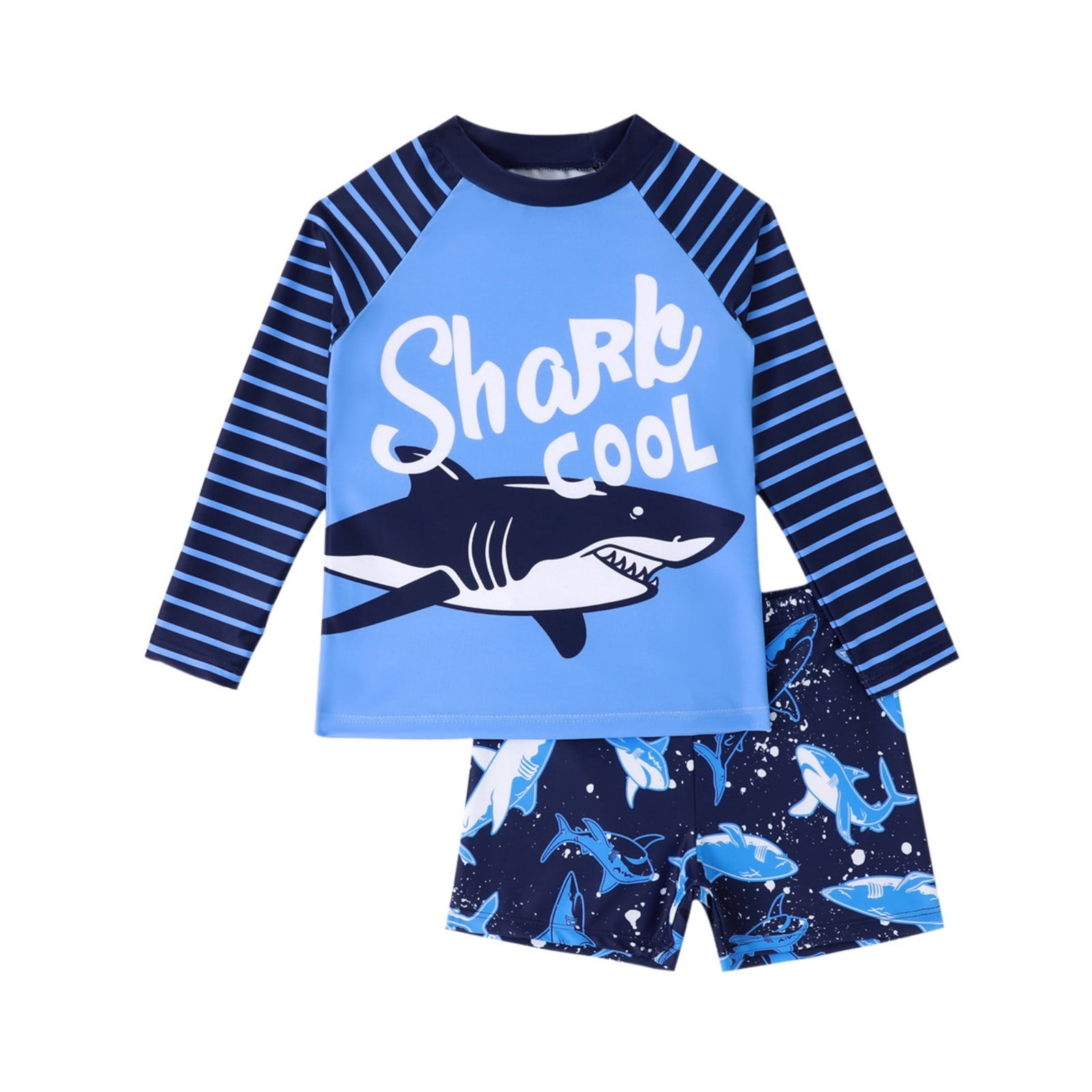 TOOYOU Toddler Boy Swimsuit 2 Piece Swim Set Short Sleeve Swim Shirt Swim Trunks Rash Guard Bathing Suits Child Swimwear For Beach And Pool Size 3-4 Years,Blue