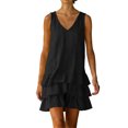 thumbnail image 2 of XiYing Robes pour Femmes, Robe Maxi d'Été Sans Manches à Col en V pour Femme - Coupe Ample Décontractée pour la Plage et les Vacances, Design Uni, Taille Unique (Lot de 1), 2 of 7