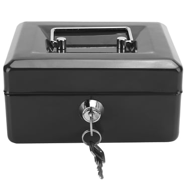Cash Box, Safe Box Wth Key Security Lock Box Lock Case, For Home Office Black