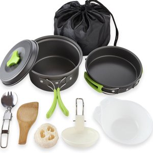 WEUVEB 10Pcs 1 à 2 Ensemble de produits de cuisine extérieur en aluminium noir