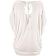 thumbnail image 3 of QualitChoice Hauts à Épaules Dénudées Col Rond Manches Courtes Chemise Ample Blouse d'Été Blanche 3TG, 3 of 6