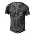 thumbnail image 1 of LUOGENLI Male T-shirts for Mens Mens Summer Retro Old Basic Button Placket Small Print Short Sleeved Shirt T Shirt 4xl Mens T-shirts Graphic Tees Easter Dark Gray L, 1 of 2