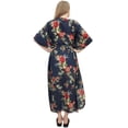 thumbnail image 2 of Bimba Robe Maxi de Maternité pour Mamans Bleu Marine à Imprimé Floral avec Ceinture-4, 2 of 7