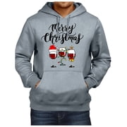 VJATTWR Merry Sweatshirt Men Get it Fast Christmas Hoodies for Men 2024 Red Glasses with Santa Hats Graphic Sweatshirts Pullover Sweater Winter Clothes