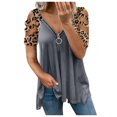thumbnail image 1 of AMERTEER Blouse Décontractée Sexy pour Femmes Col en V Fermeture Éclair Manches Courtes Pli, 1 of 4