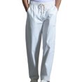 thumbnail image 1 of Mens Casual Fashion Solid Straight Leg Pants Drawstring Elastic Waist Pants RXIRUCGD Blanc, Taille: L, 1 of 4