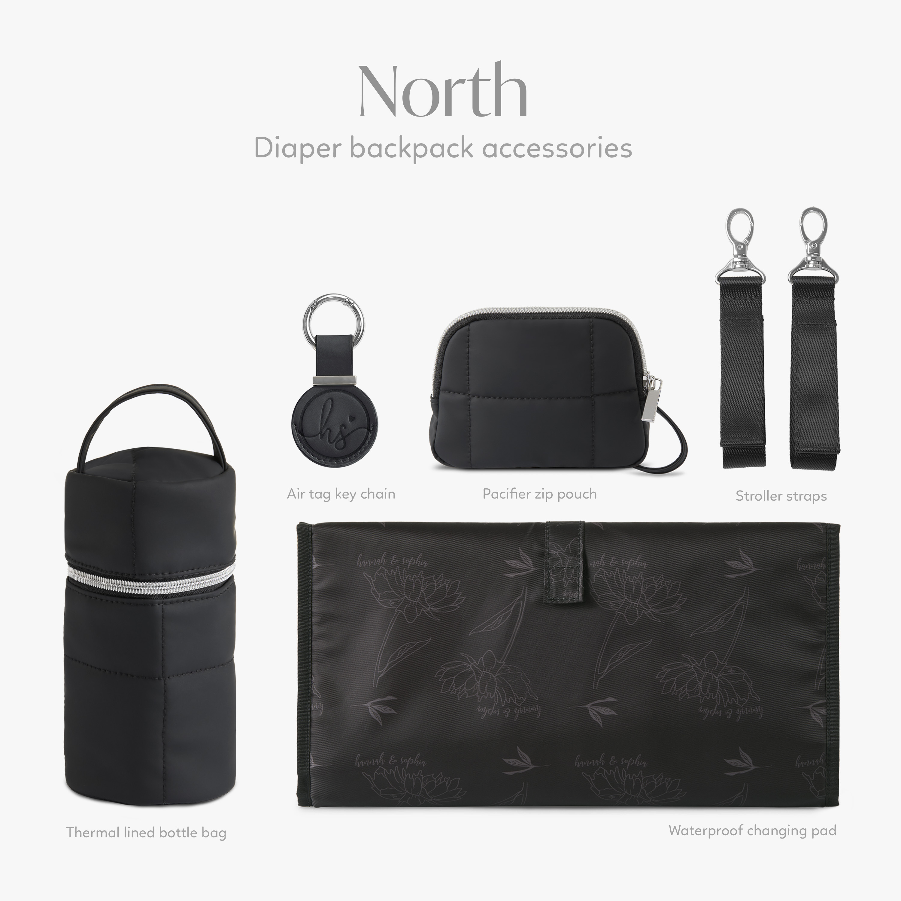Hannah & Sophia North Backpack Set, Midnight Black