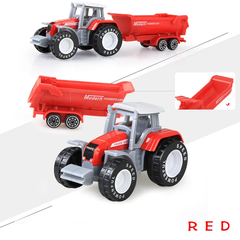 Die-cast Farm Vehicles Tractor Engineering Car Mini Car Engineering Car Model Model Tractor Toys Model for Kids Xmas Gifts Tractor Red