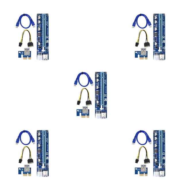 Langgg 5 Pcs PCI-E 1x à 16x Alimentation USB3.0 GPU Rallonge Adaptateur Carte Câble 5Ensemble