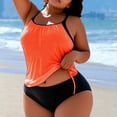 thumbnail image 2 of FAVIPT Plus Size Tummy Control Tankini for Women 2 Piece Ruched Drawstring Swimwear Tropical Beach Comfy Bathing Suit Yellow,XXXXXL, 2 of 5