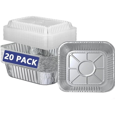 CNKOO Lot de 30 Moules en Papier D\'aluminium 8x8 Moule à Gâteau Carré de 8 Pouces Moules Jetables en Papier d'Aluminium Plateaux de Cuisson Robustes en Aluminium pour Griller Emporter Préparation de Repas et Entreposage
