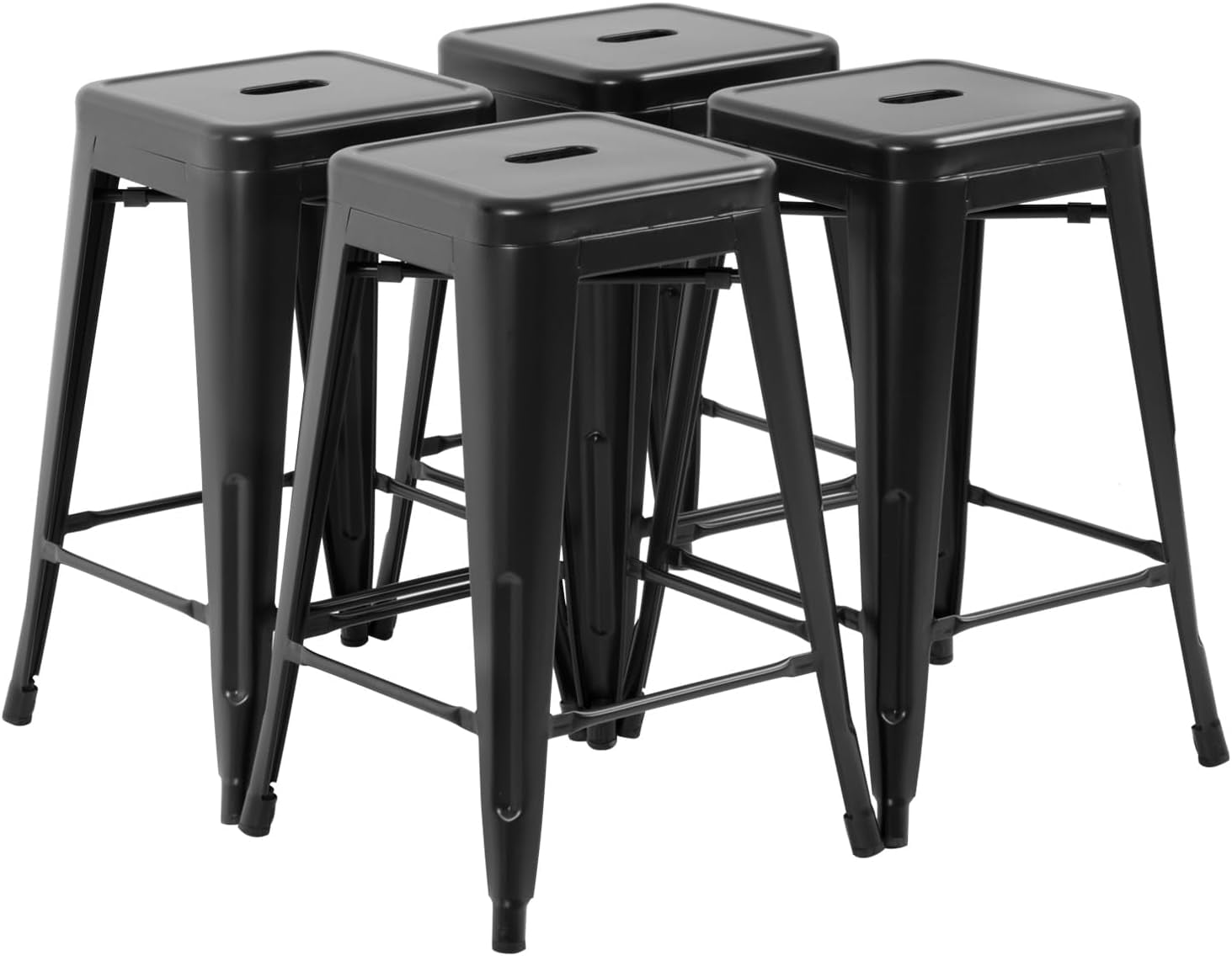 FDW Industriel de 4 Tabourets de Bar d'Extérieur Ensemble de 4 Tabourets Hauteur Comptoir, Noir