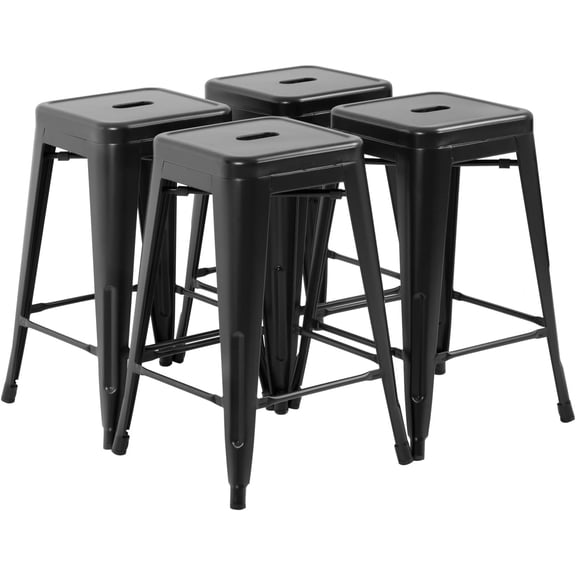 FDW Industriel de 4 Tabourets de Bar d'Extérieur Ensemble de 4 Tabourets Hauteur Comptoir, Noir