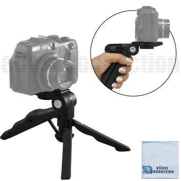 Adjustable Tabletop Camera Tripod/Steady-Shot Hand Grip, 6.5" inches (Black) for Canon, Nikon, Panasonic, JVC, Pentax, Sony, Fujilim, Olympus and many more Cameras with eCostConnection Microfiber