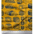 thumbnail image 1 of Soimoi Moss Georgette Fabric Grains & Fish Food Print Fabric by Yard 42 Inch Wide, 1 of 3