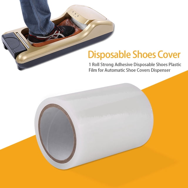 Disposable Shoes Cover Plastic Film Shoes Plastic Film Disposable Plastic Film Shoe Covers 1 Roll Strong Adhesive Disposable Shoes Plastic Film For Automatic Shoe Covers