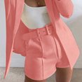 thumbnail image 1 of LOVZFMLL Women's Solid Suit Pant With Pockets Waisted Shorts With Belt Pink L, 1 of 6