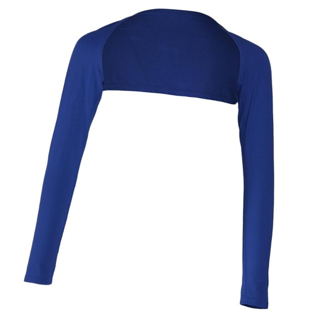 Solid Piece Shoulder Open Cropped Long Sleeve Arm Cover Shrug Dark blue