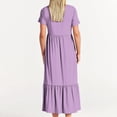 thumbnail image 4 of Robes pour Femmes 2024 Été Surdimensionnée Décontractée à Manches Courtes Col Rond Robe Décontractée Fluide à Étages Maxi de Plage avec Poches Rabais de 50 % Liquidation!, 4 of 5