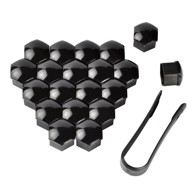 serony 20 Pcs Embouts de Roue de Voiture Couvre-Vis de Moyeu Automobile avec Clip Noir 19mm 1Set