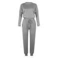 thumbnail image 4 of Mrat Womens Sets 2 Piece Outfits 2 Piece Jogging Sets Solid Polyester Long Sleeve Sweatsuits Sets Two Piece Track Suits Drawstring High Waist Pants Set Comfy Outfits N-Gray M, 4 of 5