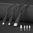 thumbnail image 1 of PRETXORVE Silicone Mobile Phone Data Cable Protective Cover Opposition Bend and Break Charging Cable Head Cover Piece Set Suitable for and Apples, 1 of 6