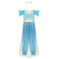 thumbnail image 4 of TiaoBug Combinaison Épaules Dénudées à Sequins Brillants pour Femmes avec Ras du Cou Combinaisons à Franges Fluides une Pièce Bleu m, 4 of 6