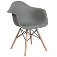 thumbnail image 1 of Alonza Series Green Plastic Chair with Wooden Legs, 1 of 9