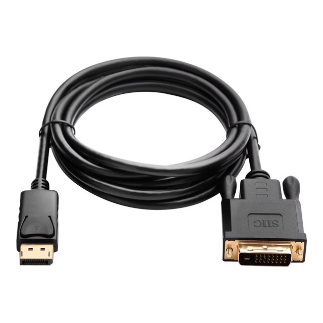SIIG - Adapter cable - single link - DisplayPort (M) latched to DVI-I (M) - DisplayPort 1.1a - 6 ft - passive, thumbscrews, 1200p support 60Hz (DVI) - black