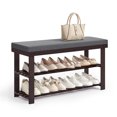 thumbnail image 1 of SONGMICS Banc à Chaussures en Bambou, Étagère à Chaussures à 2 Niveaux, 11,4 x 35,4 x 19,3 Pouces, Brun et Gris, 1 of 6