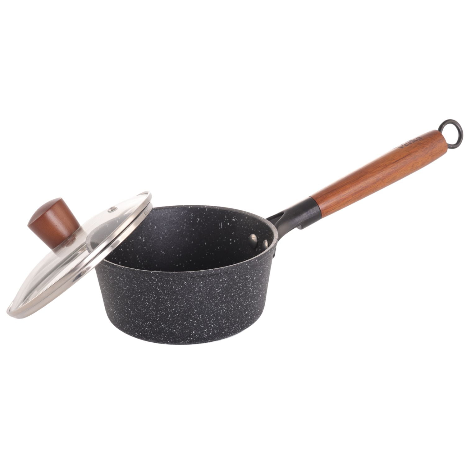Verka Non-Stick Milk Pan, 16cm, Stonetec Design, with Lid and Wooden Handle