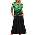 thumbnail image 2 of Women's Short Sleeve Printed Dress, Round Neck Casual Dress with All-Over Pattern, Lightweight Polyester Machine-Washable Dress for Daily Wear, 2 of 5