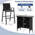thumbnail image 3 of Costway 3 PCS Outdoor Bar Set Bar Height Table & Armchairs with Footrest 2-Tier Shelf Black, 3 of 10