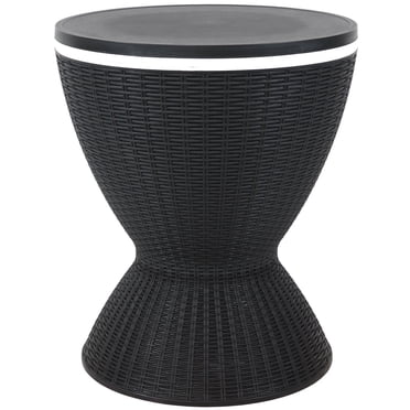Sunnydaze Rattan Design Patio Bar Cooler Table with Height-Adjustable Tabletop - Phantom Gray