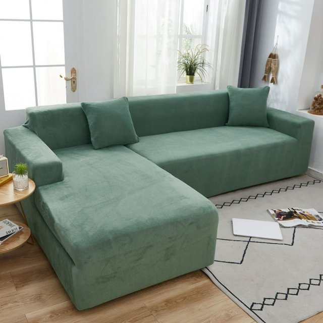 2024 Plush Sectional Couch Cover Stretch L Shape Sofa Covers For Sectional Sofa Set L Shape Couch Protector Chaise Lounge Covers For Dogs Kids-Gray-1 Seater