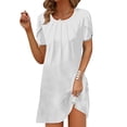 thumbnail image 1 of Nouvelle Robe d'Été Décontractée pour Femmes à Col Rond, Couleur Unie, Ample, Plissée à la Poitrine, Manches Courtes, Robe Décontractée à Col Rond avec Plis et Coupe Ample, Parfaite pour les Journées d'Été, Style Facile à Styliser, 1 of 8