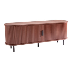 KFFKFF TV Stand, Boho Entertainment Center for TVs up to 58 in, 350 lbs Load, TV Media Console Table with Adjustable Storage Shelves & Rolling Door, Television Stand, Brown