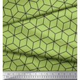 thumbnail image 2 of Soimoi Green polyester Crepe Fabric Maze Cube Geometric Print Sewing Fabric Yard 42 Inch Wide, 2 of 3